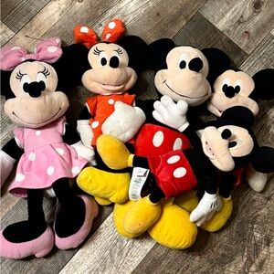 Disney Mickey and Minnie Mouse Plush Set - Pink, Orange, Red, Yellow